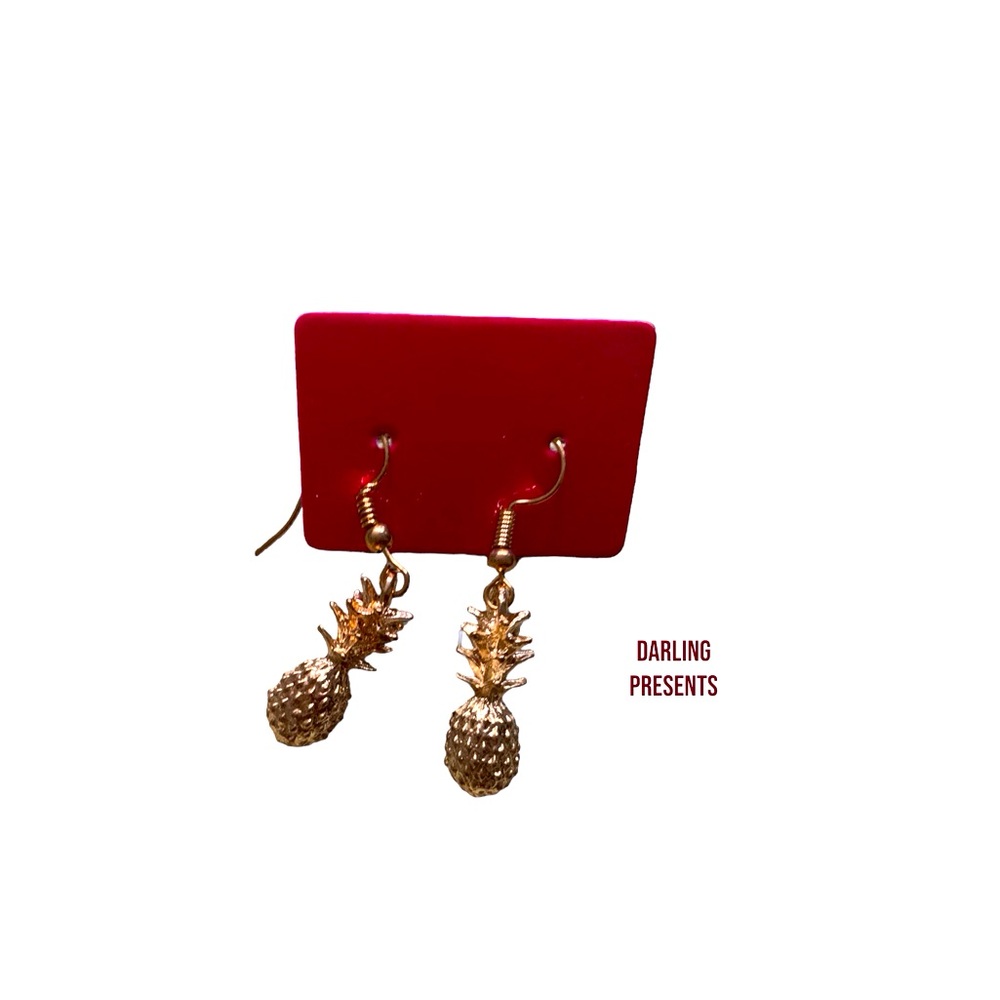 Pineapple Dangle Earrings Women Color Gold